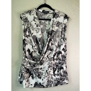 New‎ Ellen Tracy Abstract Print Cowl Neck Sleeveless Blouse Top XL